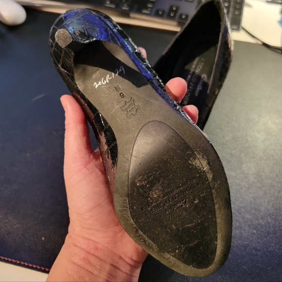 90s vintage Donald J. Pliner black croc leather peep toe pump - Picture 4 of 4